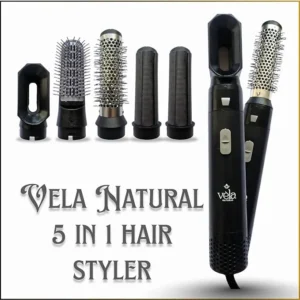 5-in-1 Hair Styling Kit | Pre-Styling Half Brush, Stylish Curlers, Smoothening Roller Brush | Suitable For All Hair Types | Black